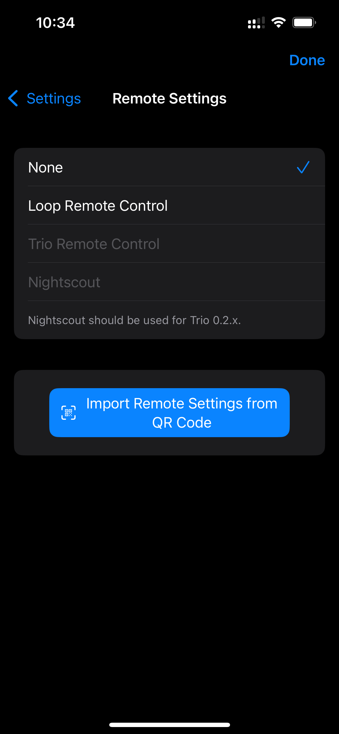 Import remote settings