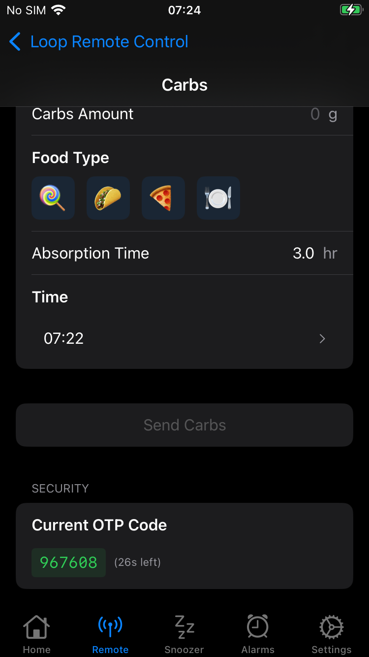  remote carb entries