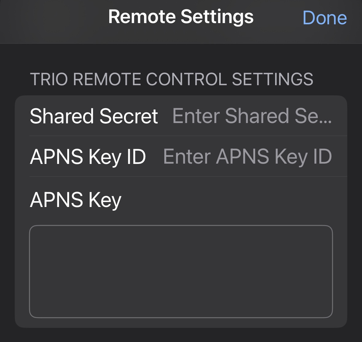 default remote trc settings 