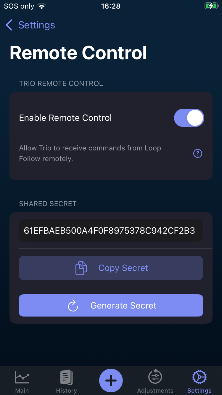 Trio remote control settings