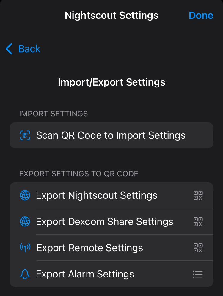Import settings