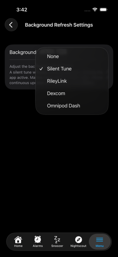 Background Refresh Type picker