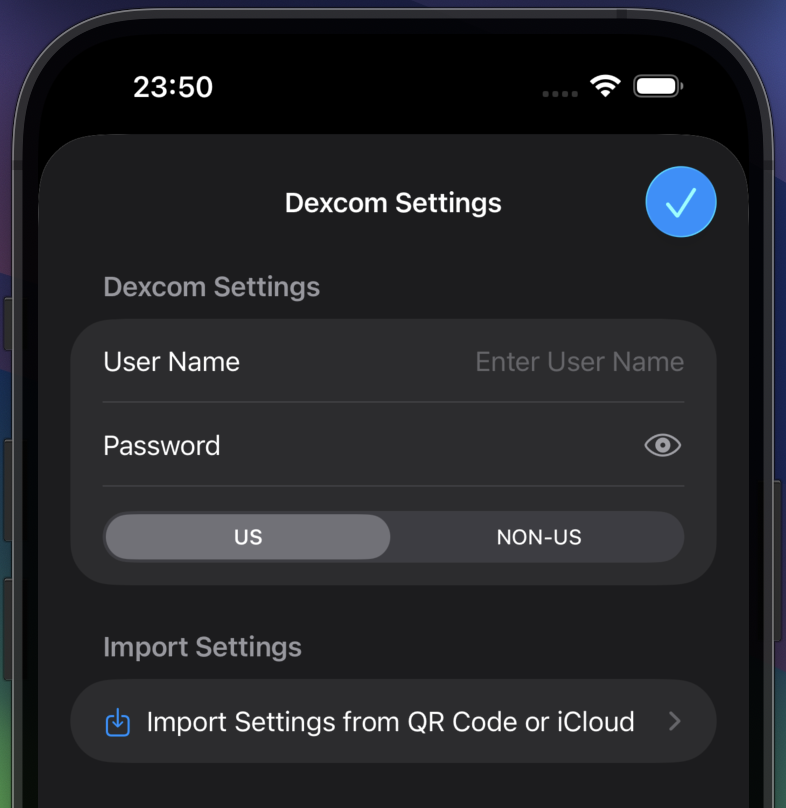 enter dexcom credentials