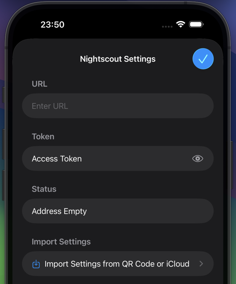 enter nightscout credentials