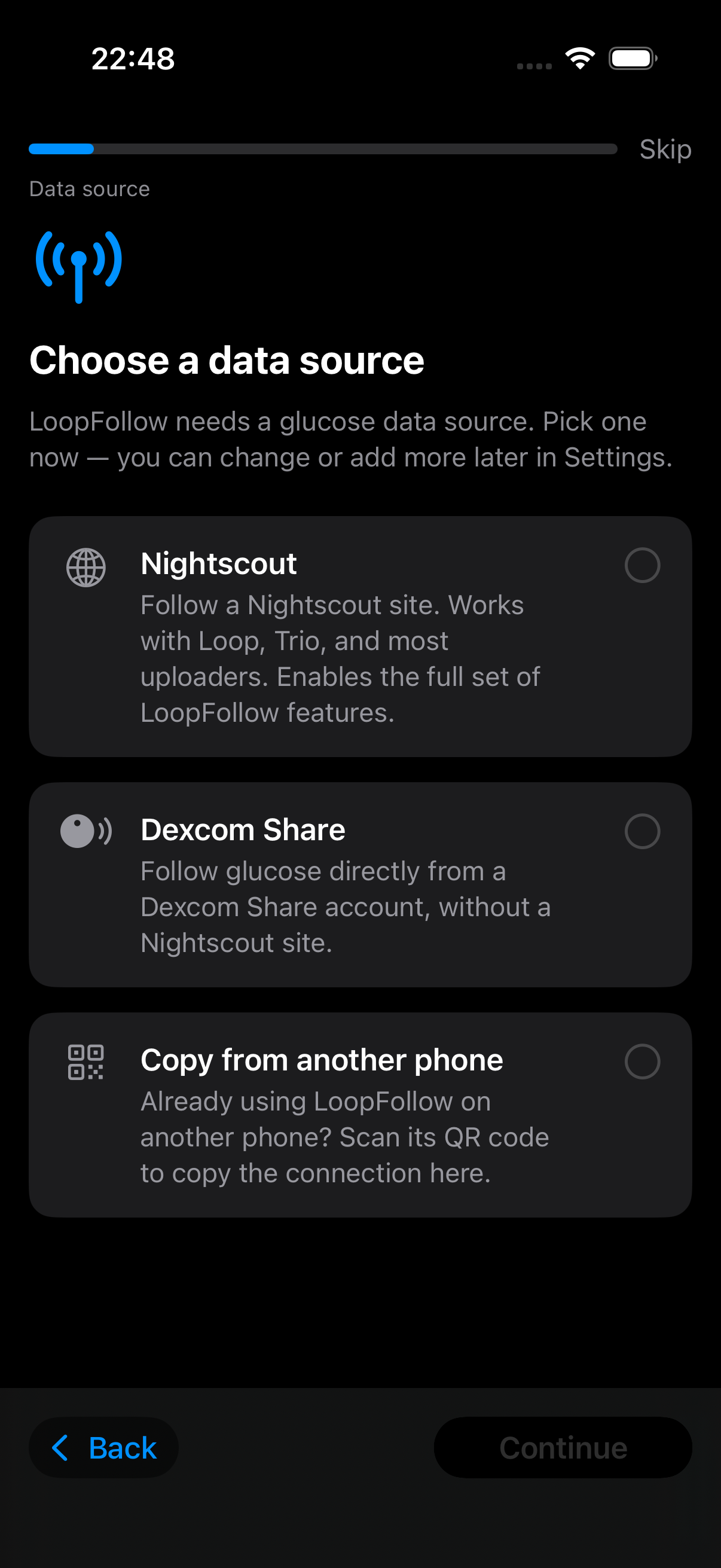 Choose a data source step